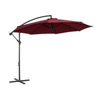 Outsunny Parasol déporté octogonal inclinable à manivelle Ø 3 x 2,5 m pied acier rouge vineux
