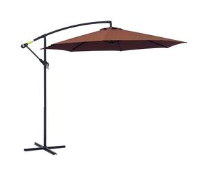 Outsunny Parasol Déporté Octogonal Inclinable Manivelle avec Pied en Acier Ø3 x 2.6 m Marron