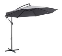 Outsunny Parasol déporté octogonal rabattable diamètre 3 m parasol de jardin avec pied en croix Ø295 x 255H cm gris GRIS