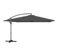 Outsunny Parasol déporté rectangulair 3,6x3,9 m, parasol de jardin extérieur avec manivelle, base croisée, parasol inclinable et rotation à 360°, toile polyester 180 g/m², protection UV UPF50+, gris