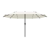 Outsunny Parasol double avec LED - 440 x 260 cm - Grand parasol de jardin/de marché - Avec manivelle - Ovale - Métal, blanc crème, 256L x 440B x 240H cm