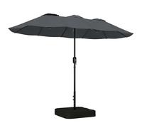 Outsunny Parasol double de jardin 3 x 1,5 m avec pied en croix, sacs de sable, parasol d'extérieur rectangulaire avec manivelle, 12 baleines, protection UV 50+, pour patio, terrasse ou balcon, gris