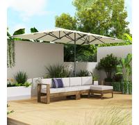 Outsunny Parasol double-face, 451 x 264 cm Parasol avec système de manivelle, 12 entretoises métalliques, mât en aluminium, Crème