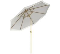 Outsunny Parasol droit de jardin inclinable parasol avec manivelle à franges mât en métal style bohème 8 baleines Ø 265 x 244 cm blanc