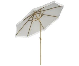 Outsunny Parasol droit de jardin inclinable parasol avec manivelle à franges mât en métal style bohème 8 baleines Ø 265 x 244 cm blanc