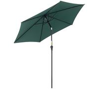 Outsunny Parasol Droit Inclinable Jardin Aluminium Ø2,6x2,35Hm Vert Foncé