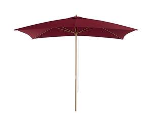 Outsunny Parasol Droit parasol de jardin rectangulaire double toit Bois Polyester Haute densité 3 x 2 m Rouge Bordeaux