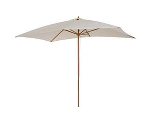 Outsunny Parasol Droit parasol de jardin rectangulaire double toit Bois Polyester Haute densité 3 x 2 m crème
