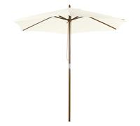 Outsunny – Parasol droit de jardin – Grande taille Ø 2,5 x H 2,3 m bois de bambou Blanc