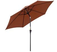Outsunny Parasol droit parasol inclinable de jardin balcon terrasse manivelle toile polyester imperméabilisée haute densité 180 g/m² Ø2,6 x 2,35H m aluminium café