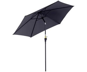 Outsunny Parasol droit parasol inclinable de jardin balcon terrasse manivelle toile polyester imperméabilisée haute densité 180 g/m² Ø2,6 x 2,35H m aluminium gris