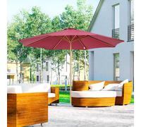 Outsunny Parasol droit parasol rond en bois polyester haute densité protection solaire Ø 3 x 2,5 m rouge