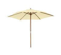 Outsunny Parasol de jardin droit hexagonal double toit Ø 2,5 x H 2,3 m Bois de bambou Crème