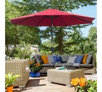 Outsunny Parasol en métal rond polyester 180g/m² manivelle inclinable Ø 3 x 2,45 m bordeaux