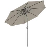 Outsunny Parasol de jardin Ø 3 m – métal, polyester 180 g/m², manivelle inclinable – Gris clair
