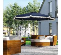 Outsunny Parasol inclinable rond Ø 268 cm avec franges polyester haute densité anti-UV mât démontable 8 baleines - bleu | Aosom France