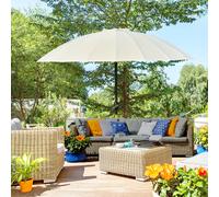 Outsunny Parasol inclinable rond avec manivelle métal polyester haute densité diamètre 2,55 m, hauteur 2,4 m beige