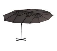 Outsunny Parasol Déporté XXL Protection Solaire Diamètre de 2 7 m Hauteur de 2 5 m Inclinable Rotatif à 360° avec Manivelle Pied en Croix Gris
