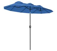 Outsunny Parasol, parasol de jardin, inclinable, avec manivelle, chapeau anti-vent, Polyester+acier, Bleu marine, 295 x 152 cm