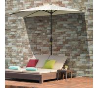 Outsunny Parasol, Parasol de Terrasse, demi-circulaire, avec Panneau Solaire, 20 LED, Manivelle, beige, 2,70 x 1,35 x 2,40 m