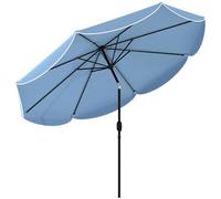Outsunny Parasol rond - Diamètre : 265 cm - Avec manivelle 3 positions - Avec manivelle - 8 baleines - Protection solaire pour plage, balcon, jardin - Bleu ciel