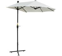 Outsunny Parasol semi-circulaire - 1,9 x 2 m - Double parasol avec manivelle - Support - Demi-parasol - Parasol de marché - Parasol de jardin - Parasol de terrasse - Pour jardin, terrasse, cour, blanc