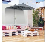 Outsunny Parasol Semicirculaire avec Manivelle et Toit Anti UV, 200x190x240 cm, Gris