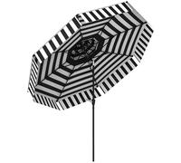 Outsunny Parasol terrasse extérieur Ø 263 cm Parasol de jardin avec angle réglable et manivelle Protection UV30+ Pare-soleil pour patio terrasse Noir et blanc, Noir/blanc