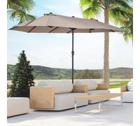 Outsunny Parasol XXL Composé de 12 entretoises en métal Tissu polyester haute densité 180 g/m² Diamètre latérale du parasol: 2,7 m marron