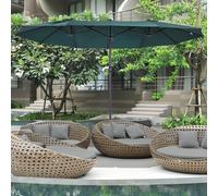 Parasol de jardin XXL parasol grande taille 4,6L x 2,7l x 2,4H m ouverture fermeture manivelle acier polyester haute densité vert