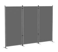 Outsunny Paravent de Jardin 3 Volets Brise-Vue Extérieur - Séparateur de Pièce Occultant 260x180cm avec Pieds en Métal Stable - Cloison Amovible Protection UV pour Balcon Terrasse, Gris Foncé