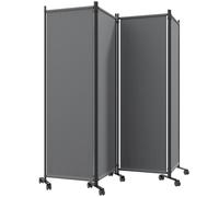 Outsunny Paravent d'extérieur et d'intérieur à 4 panneaux pliable avec roulettes, 221x50x172cm, Gris foncé