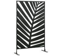 Outsunny Paravent de jardin extérieur 3 panneaux motif végétal acier 122 x 45 x 198 cm Noir