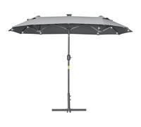 Outsunny Pare-soleil double manivelle 295x150cm anti-vent Blanc crème