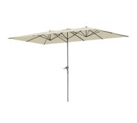Outsunny Pare-soleil double manivelle 451x264 cm anti-vent Blanc crème | Protection UV 50+, Parapluie jardin, balcon, aluminium, marché, pare-soleil pour terrasse jardin balcon