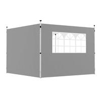 Outsunny Parois latérales pour tonnelle 3 x 3 m Panneaux pour pavillon avec fenêtre Lot de 2 Tissu Oxford 210D Gris Clair