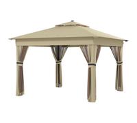 Outsunny Pavillon 3,3x3,3m Imperméable Pop-up Pavillon pliant avec LED, Double toit, Moustiquaire 4 côtés Sac