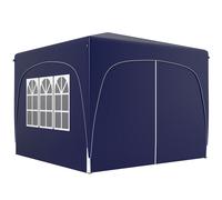 Outsunny Pavillon 3 x 3 m, Gazebo de jardin pop-up avec côtés et sac de transport, UPF50+, réglable en hauteur, bleu