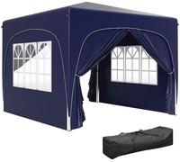 Outsunny Pavillon 3x3m, imperméable stable résistant à l'hiver Pop-up Pavillon pliable, protection UV 50+, Tente de réception pliable avec 4 parties latérales Sac Pavillon de jardin pour camping jardi