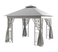 Outsunny Pavillon à double toit, 3x3 m déperlant stable résistant à l'hiver Pavillon de jardin avec moustiquaire gris clair