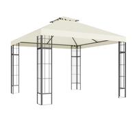 Outsunny Pavillon avec double toit, env. 3x3 m Hydrofuge stable résistant à l'hiver Pavillon de jardin avec protection UV Tente de réception en métal, pour jardin, terrasse, blanc crème