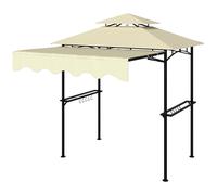 Outsunny Pavillon de barbecue 242x149x248 cm déperlant ignifuge Pavillon de jardin avec toit à double couche Beige