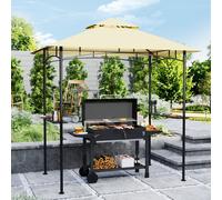 Outsunny Pavillon de grill avec LED 240 x 150 x 258 cm résistant à l'eau et ignifuge Pavillon de jardin avec toit à double couche