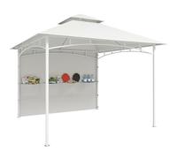 Outsunny Pavillon de Jardin 3 x 3 m, Toit Double, Tonnelle de Jardin avec Rideaux et Poches de Rangement, Crochet de Plafond, Structure Métallique Solide, Crème