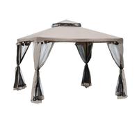 Pavillon De Jardin Tonnelle Style Colonial Avec Moustiquaires Zippées Marron