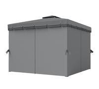 Outsunny Pavillon env. 3x3m Déperlant Stable Résistant à l'hiver Pavillon de jardin à double toit Moustiquaires à fermeture éclair