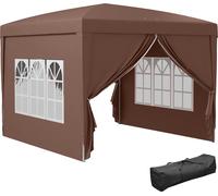 Outsunny Pavillon env.3x3m, hydrofuge stable résistant à l'hiver Pop-up Pavillon pliable, protection UV 50+, Tente de réception pliable avec 4 parties latérales Sac Pavillon de jardin pour camping jar