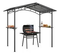 Outsunny Abri barbecue Steakhouse 2 – Toit polycarbonate noir – Structure alu noir