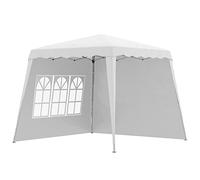 Outsunny Pavillon Pliable 2,4 x 2,4m pavillon avec paroi latérale réglable en Hauteur Tente de réception avec Protection UV, Tente Pliante avec Sac de Transport pour Jardin, Balcon, Oxford, Acier,