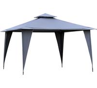 Outsunny Pavillon Tente de réception avec double toit 3,45x3,45x2,68m Chapiteau évènementiel métal gris